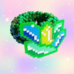 Green Crystals Perler Kandi Cuff